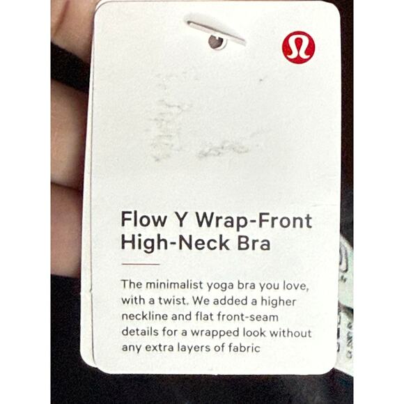 Lululemon Flow Y Wrap Front High Neck Bra Black LW2EJHS in RHEM Women Size 4 B/C - Picture 4 of 10